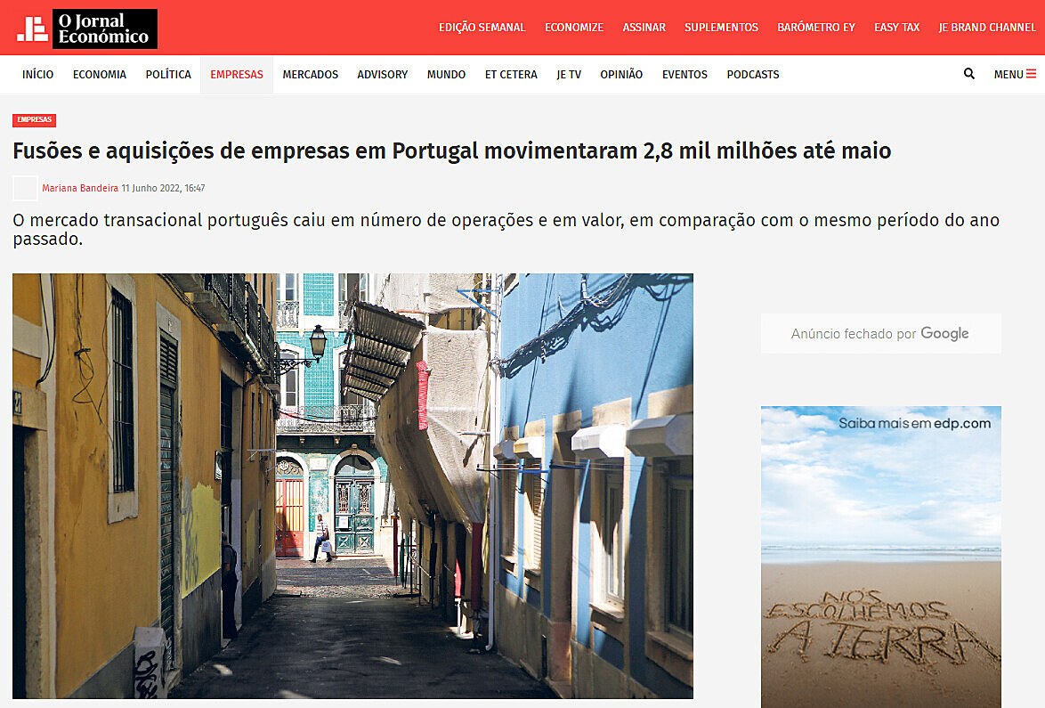 Fusões e aquisições de empresas em Portugal movimentaram 2,8 mil milhões até maio